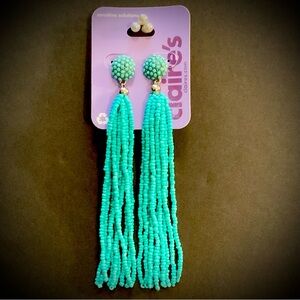 NWT Claire's Turquoise Color Beaded Tassel Earrings